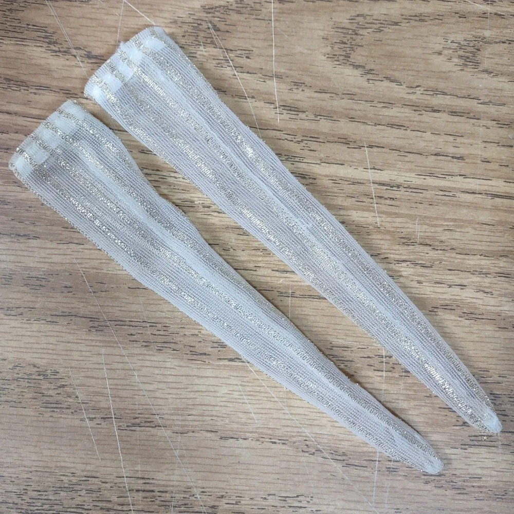 Rare Barbie White Sheer Mesh Gold Glitter Stripe Stockings for Fashion Dolls